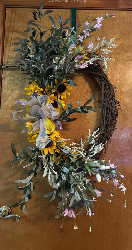 Sun Flower and Olive Branch Wreath